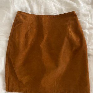 Brown Suede Leather Pencil Skirt